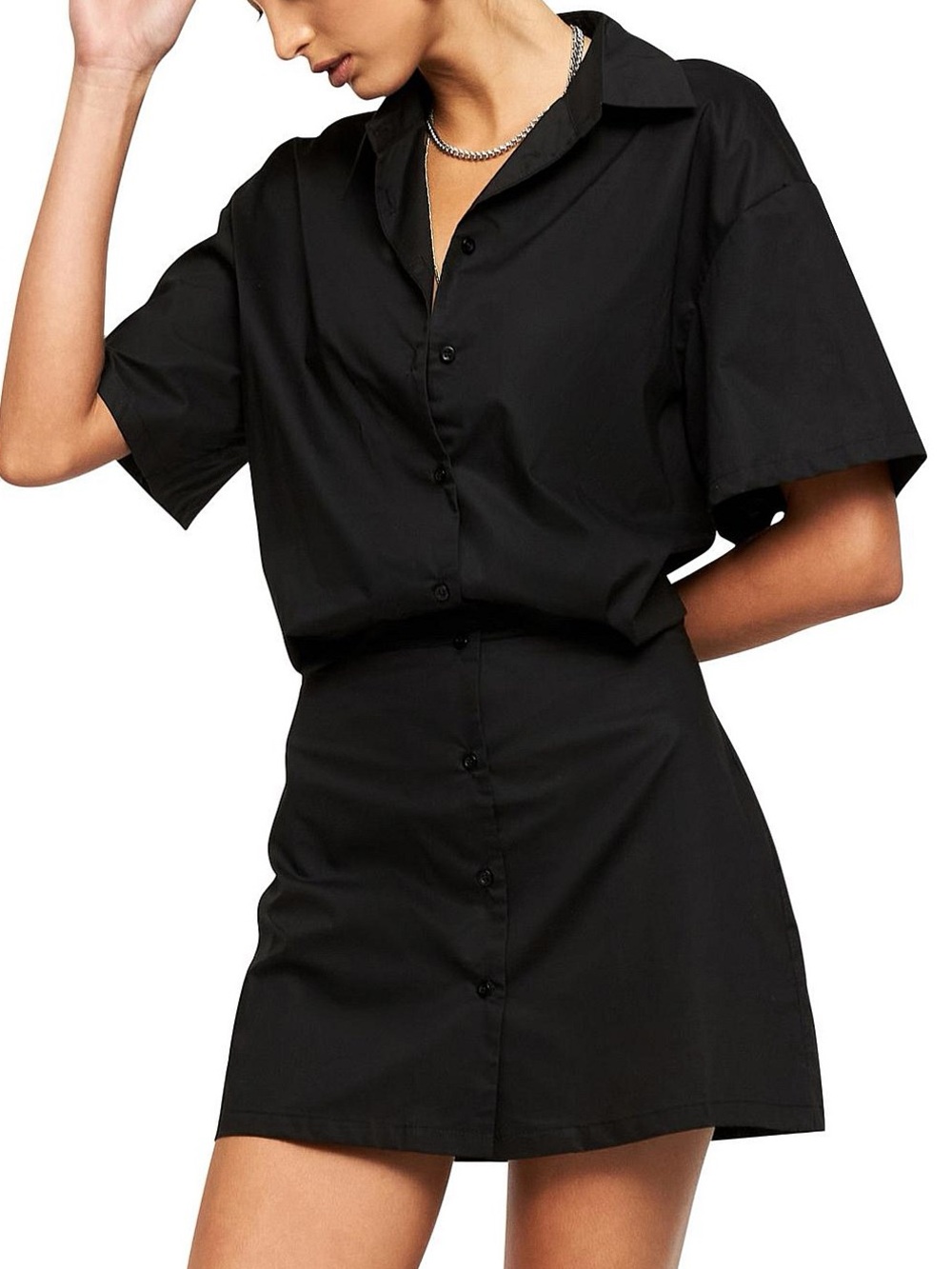 Lioness Black Collared Shirt Dress